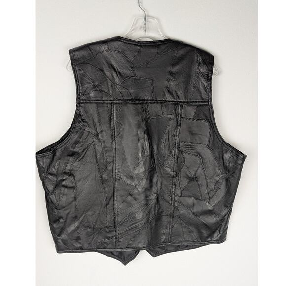 Pugs gear Mens leather vest Patchwork XXL Chest 48"Hippie boho C back 23" NWT - Picture 9 of 9